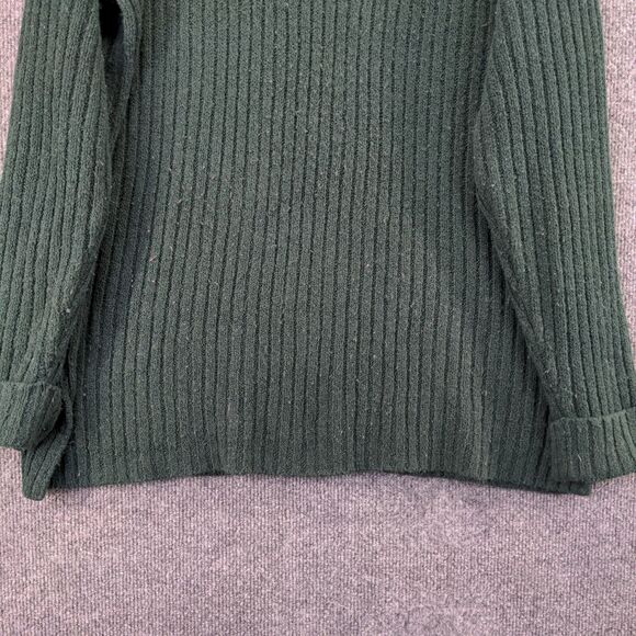 Express Tricot Turtleneck Sweater Womens Size L Green Ribbed Pullover - Picture 8 of 11